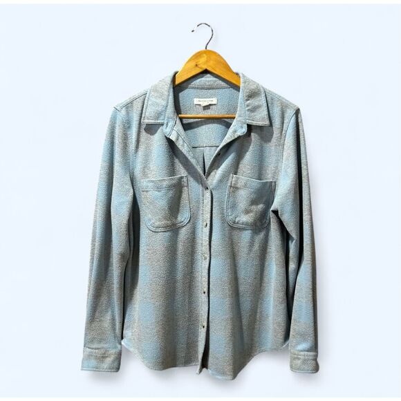 Beach Lunch Lounge Women’s Large Blue Gray Long Sleeve Button Down Shirt - Picture 1 of 7